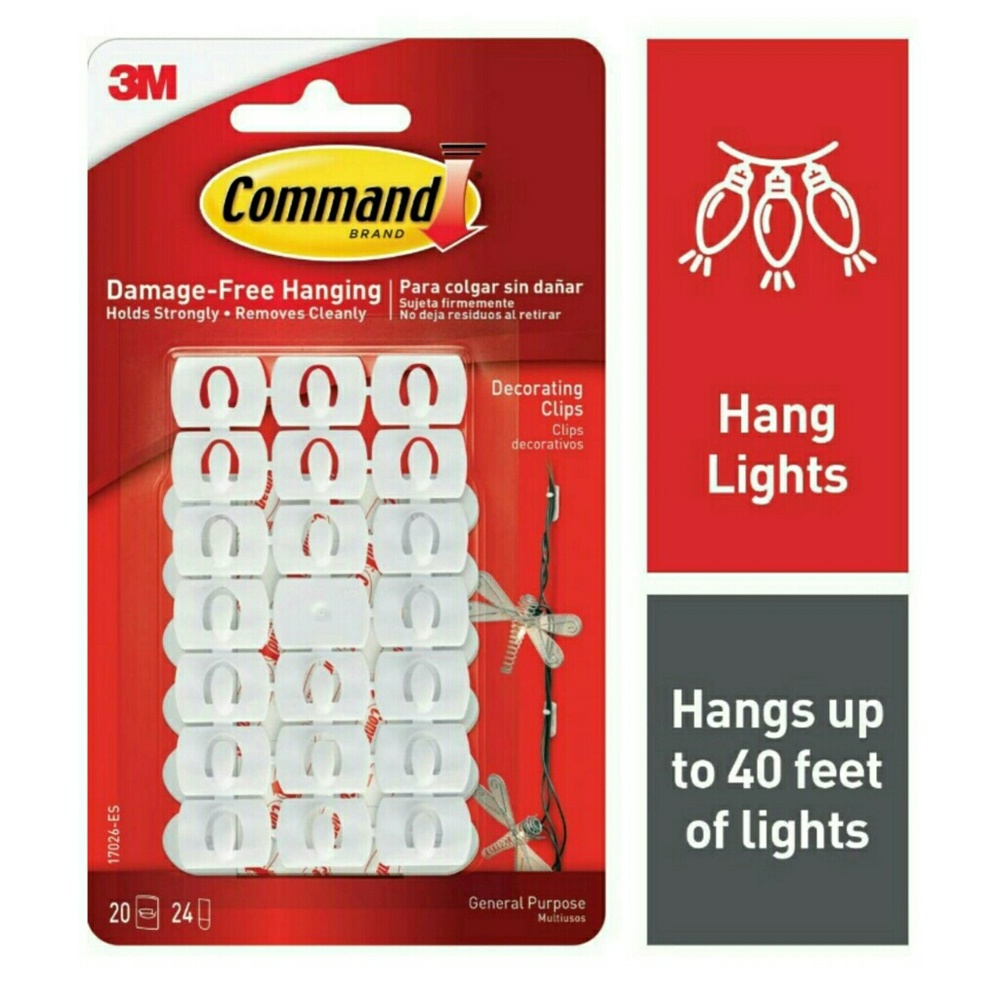 20 White 3M Command Decorating Clips Mountable Removable Lightweight Hooks